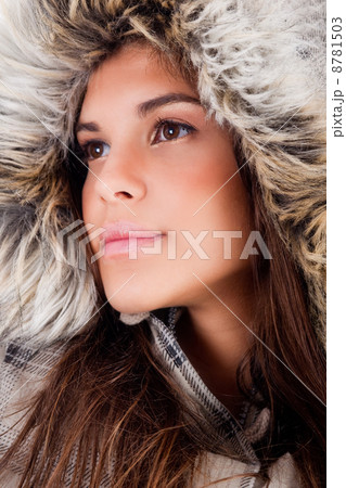 closeup shot of girl wearing woolen hat closeup shot of girl wearing woolen hat 8781503