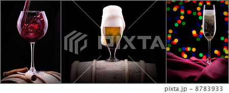 beer, wine, champagne on black beer, wine, champagne on black 8783933
