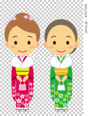晴れ着　二人の可愛い女性 8787568
