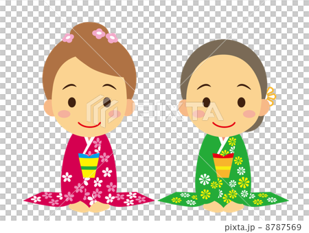 新年の挨拶　二人の可愛い女性 8787569