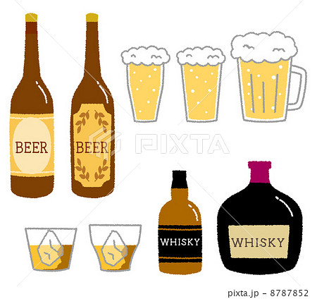 ビールとウイスキーのイラスト素材
