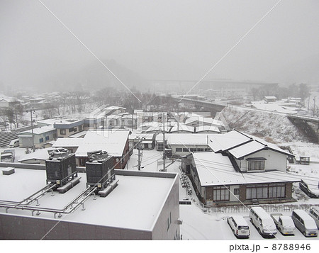 岩手県普代村の雪景色(普代村役場から北東方向) 8788946