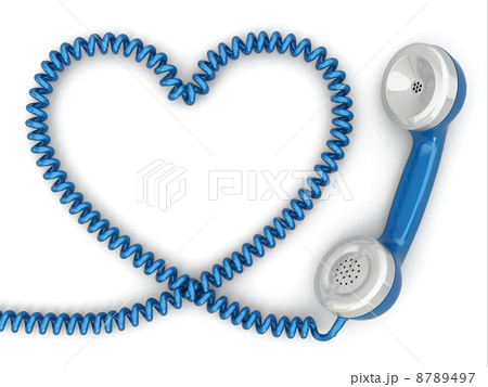 Phone reciever and cord as heart. Love hotline concept. 8789497
