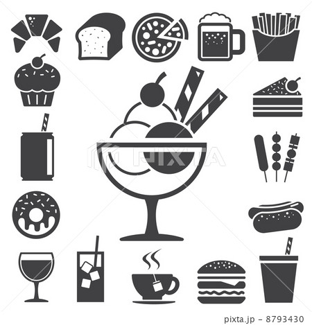 Fast food and dessert icon set. 8793430