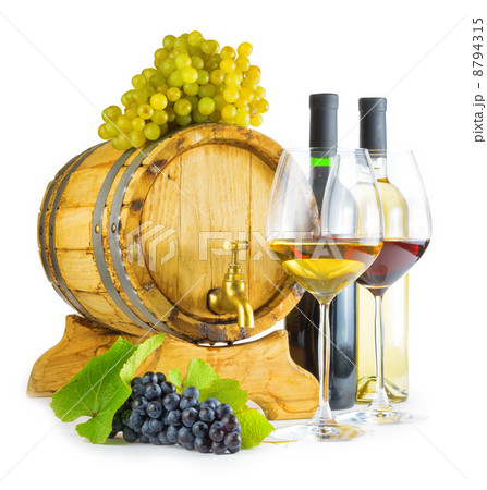 Red and white wine on white background 8794315