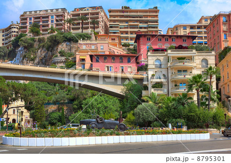 Racing car sculpture in the center of Monte Carlo. Racing car sculpture in the center of Monte Carlo. 8795301