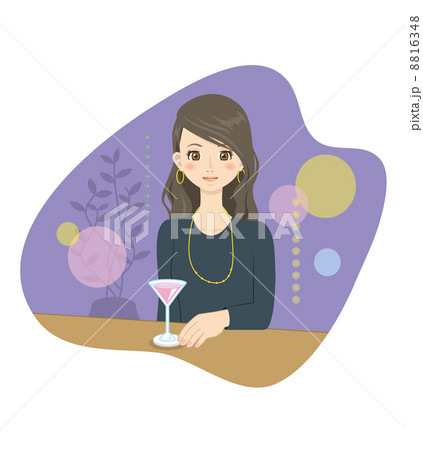 お酒を飲む女性のイラスト素材
