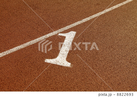 Number one of the running track in a stadium Number one of the running track in a stadium 8822693