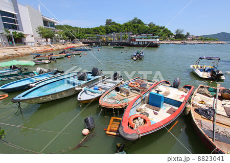 Fishing boats along the pier in Hong Kong 8823041