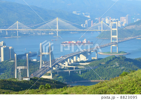 Three famous bridges in Hong Kong at day 8823095