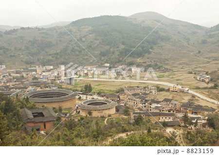 Tulou view from the top in Fujian, China Tulou view from the top in Fujian, China 8823159
