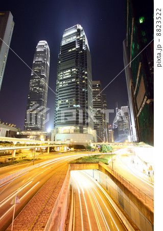 Traffic in modern city at night Traffic in modern city at night 8823522