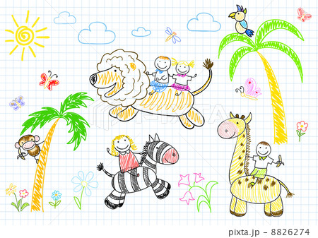 Happy children's and animals 8826274