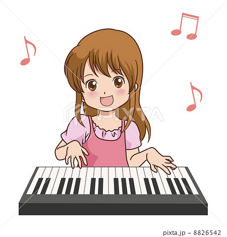 Girl Piano Stock Illustration