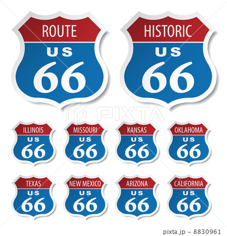 route 66 colored stickersのイラスト素材 [8830961] - PIXTA