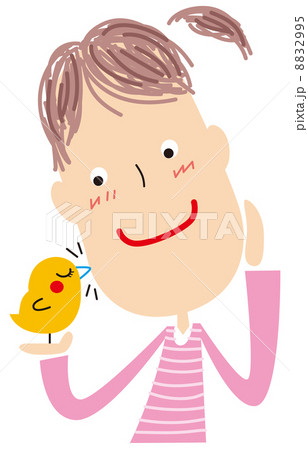 女の子にキスするひよこ 8832995