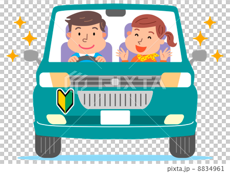 男女　車　運転　初心者マーク　イラスト 8834961