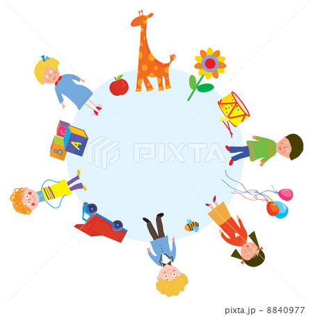 Children and toys in the circle 8840977
