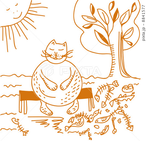 Fat Cat Cartoonのイラスト素材