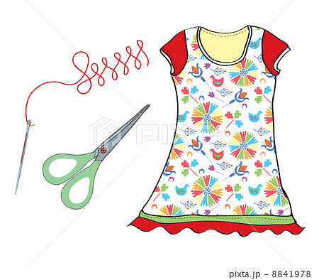 Sewing set with needle, scissors and dress 8841978
