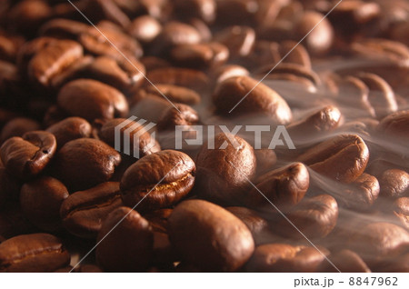 coffee beans with steam 8847962