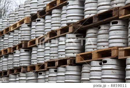 Beer kegs in rows Beer kegs in rows 8859011