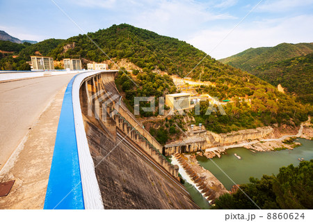 Day view of dam at Ter river. Sau reservoir 8860624