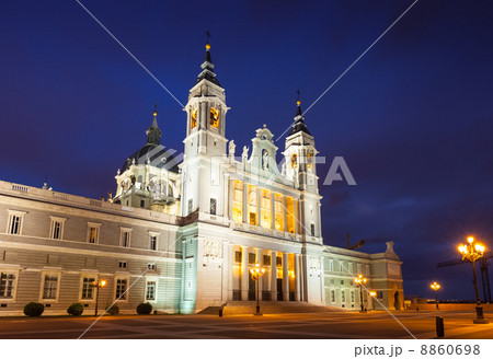 Night view of Catholic cathedral in Madrid Night view of Catholic cathedral in Madrid 8860698