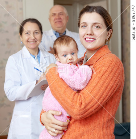 Portrait of happy mother holding baby Portrait of happy mother holding baby 8863747