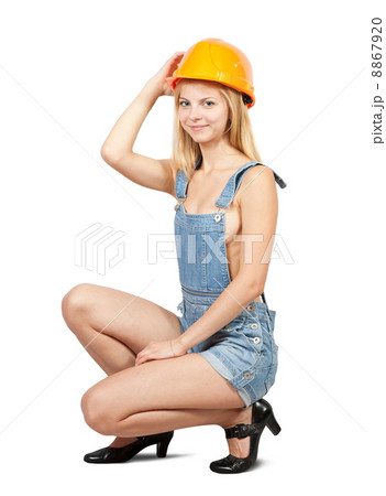 Sexy girl in hard hat Sexy girl in hard hat 8867920