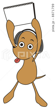 カンペだすヘッドホン犬のイラスト素材