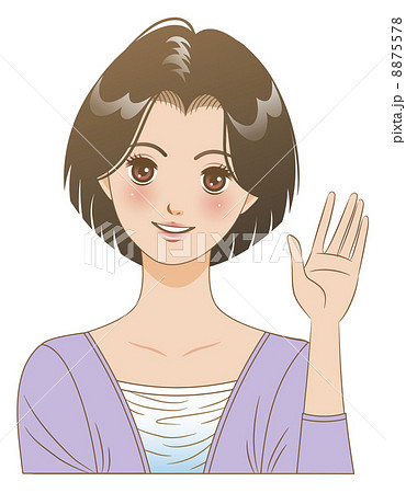女性 表情 手を振るのイラスト素材