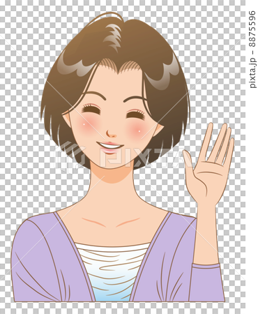 女性／表情／手を振る 8875596