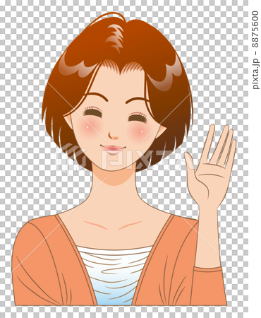 女性 表情 手を振るのイラスト素材