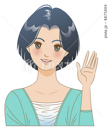女性／表情／手を振る 8875604