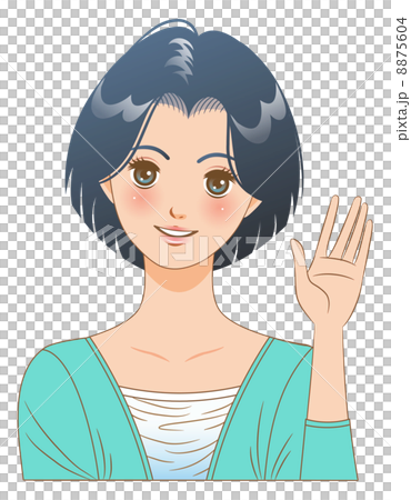女性／表情／手を振る 8875604