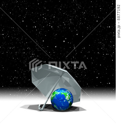 宇宙空間 傘の中の地球のイラスト素材