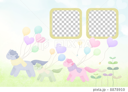 馬の親子と風船(フレーム) 8878910