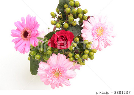 花 フラワーアレンジメント 生け花 生花 お花 植物 バラ の写真素材