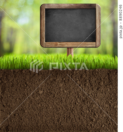 soil in garden with blackboard sign 8890246