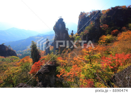 紅葉の妙義山ひぐらしの景 8890474