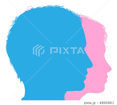 Couple faces silhouettes 8890861