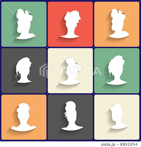 Vector Flat Icons Set of Female Silhouettes 8891954