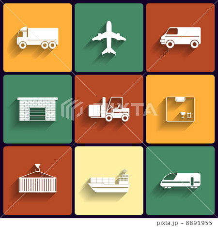 Vehicle, transport and logistics vector flat icons. 8891955