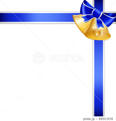 Golden bell and blue ribbon. Vector illustration Golden bell and blue ribbon. Vector illustration 8891956