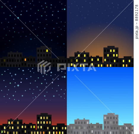View of the city at different times of day. 8892178