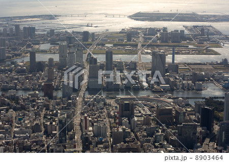 銀座上空から晴海方向へ空撮 8903464