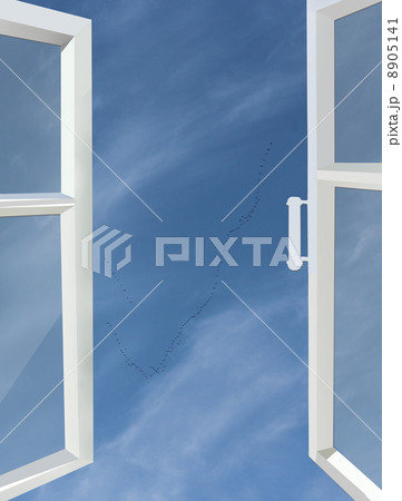 opened window to the blue sky 8905141