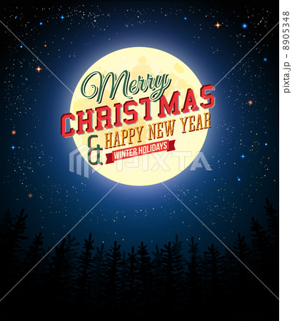 Merry Christmas and Happy New Year retro poster. 8905348