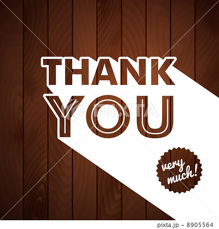 Thank you card with typography on a wooden background. 8905564